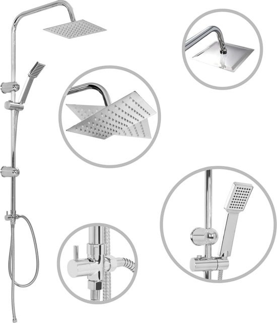 vidaXL Doppelkopfdusche mit Handbrause aus Edelstahl in Chrom und Silber mit Anti-Kalk-Funktion - Bild 1