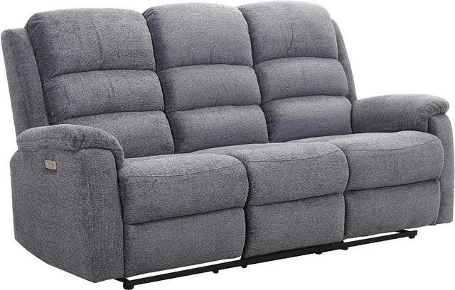 Vente-unique Relaxsofa Nevers in Grau mit motorisierter Sitzfunktion und Stoffbezug, Breite: 187 cm - Bild 1