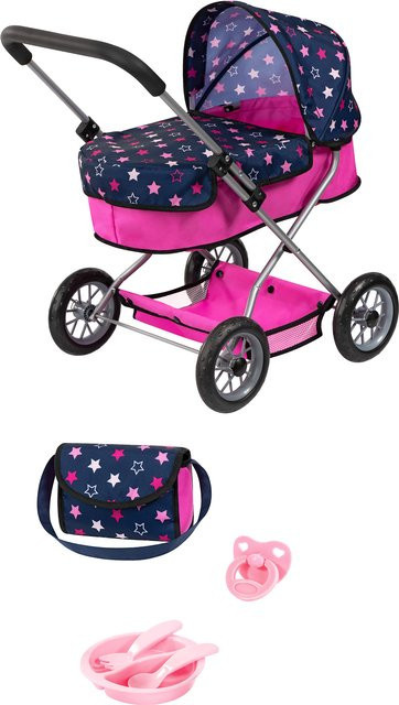 Bayer Design Puppenwagen Puppenbett blau pink ab 3 Jahren - Bild 1
