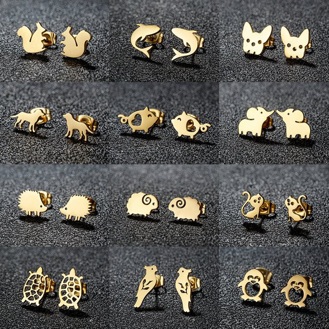 jisensp Ohrstecker Edelstahl, Gold, Damen - Bild 1