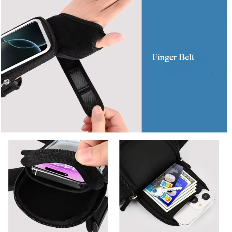 HAISSKY Outdoor Touchscreen Handgelenk Handytasche für iPhone, Samsung und Xiaomi in Schwarz oder Grau zum Radfahren und Fitness - Bild 4