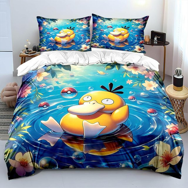 Allbestart Bettwäscheset Pokemon Enton mit Bettbezug und 2 Kissenbezügen, Mehrfarbig, B/H: 135 x 200 cm - Bild 1