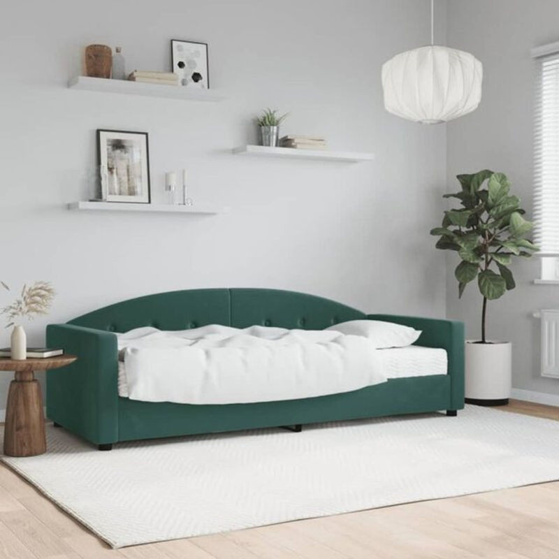 Vidaxl Polsterbett Tagesbett mit Matratze aus Samt und Metall in Grün, Modernes Design - Bild 1