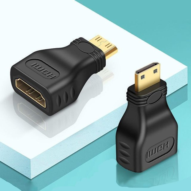 FVJVYE Mini HDMI auf Standard HDMI Adapter Set, vergoldete Konverter Buchse auf Stecker Verlängerungskabel für 1080P, Schwarz - Bild 1
