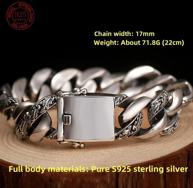TIANGU Armband 925 Silber, Vintage, 6mm, 24cm, Unisex, gray - Bild 1