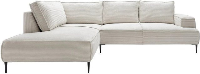 Vente-unique Sofa Gineto in Beige mit Cord-Bezug, L-Form, Breite: 275 cm - Bild 1