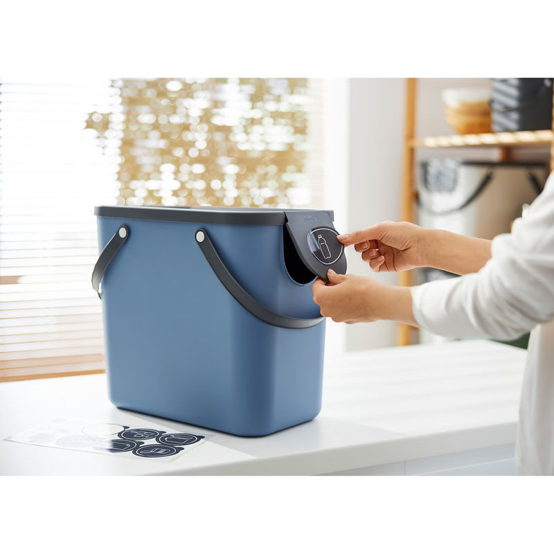 Rotho Abfalleimer Albula Blau mit Flip-Deckel 25 l B/H/T: 23,5 x 34 x 40 cm - Bild 3