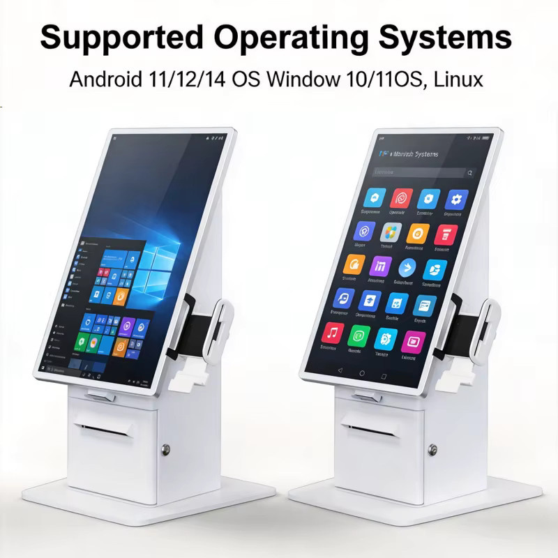 TouchWo Selbstbedienungs-Kiosk mit 27 Zoll Android Touchscreen für Restaurants und Einzelhandel, Weiß - Bild 2