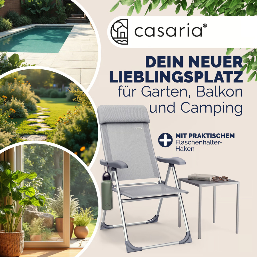Casaria 4er-Set Gartenstühle aus Aluminium in Silber mit Textilene-Bezug B/T/H: 45 x 60 x 110 cm - Bild 2