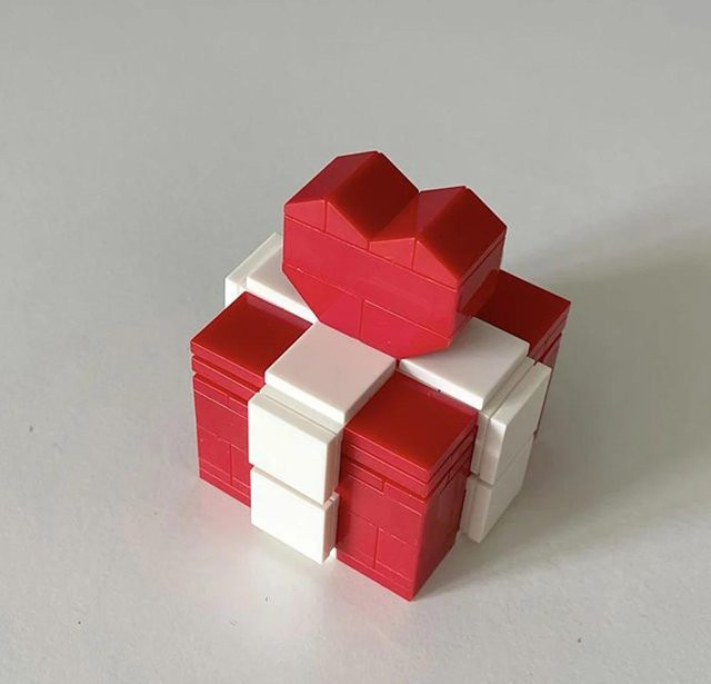 Serene Homes Ringbox Bausteine Modell, Schmuckschatulle, Rot Weiß - Bild 1