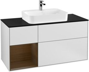 V&B Waschtischunterschrank Finion in Weiß lackiert mit Regal links, Breite: 120 cm, Tiefe: 50,1 cm, Höhe: 50,1 cm - Bild 1