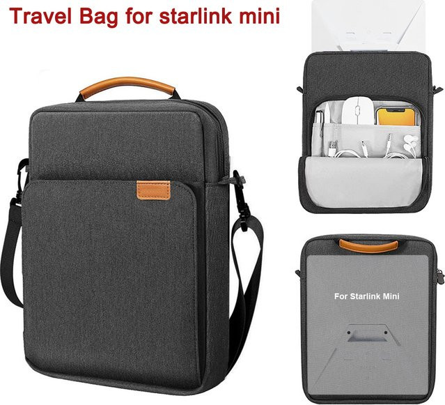 SZKOSTON Kompakte Aufbewahrungstasche für Starlink Mini, wasserdichte Reise-Tragetasche mit verstellbarem Riemen, Schwarz - Bild 1