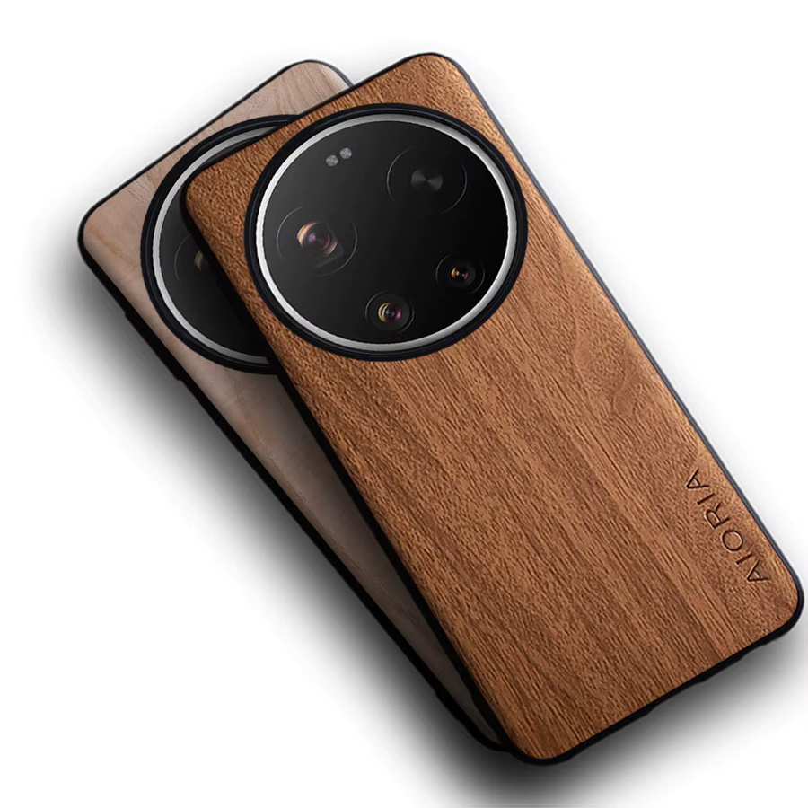 Lederhülle mit Bambus-Holzmuster für Xiaomi 17 Ultra 15T 14T 13T 12T 11T Pro 5G in Braun und Schwarz - Bild 3