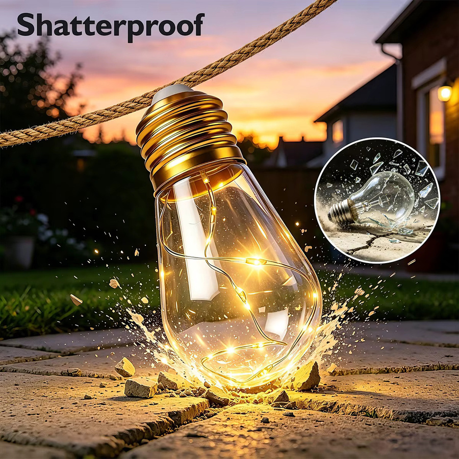 HAGAHA Solar Globe G40 LED-Lichterkette mit Fernbedienung und USB-Batteriebox, transparente Kugellampen, wasserdicht und bruchsicher - Bild 4