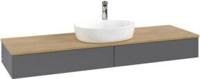 V&B Waschtischunterschrank Antao ohne Frontstruktur, Farbe Eiche Honig Braun, Wandhängend, Breite: 160 cm, Tiefe: 50 cm - Bild 1