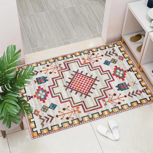 VIKAMA Boho Indoor-Teppich, Schmutzabweisende und Rutschfeste Laufmatte für Badezimmer, Küche oder Flur, Mehrfarbig, B/T: 80 x 50 cm - Bild 1