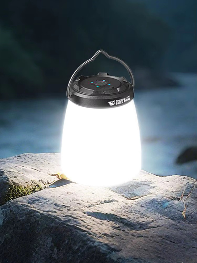 Wiederaufladbare LED-Campinglaterne in Schwarz und Weiß mit USB-C, Touch-Bedienung und 4 Modi für Outdoor und Garten - Bild 1
