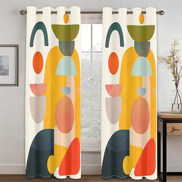 A Family Of Home Textiles Vorhang mit 3D Steinkunst-Design in Multicolour, halbtransparent, Breite: 100 cm, Höhe: 160 cm - Bild 1