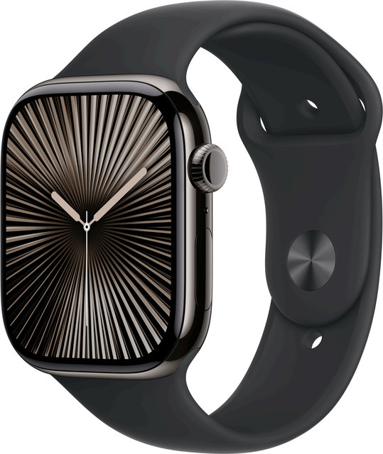 Apple Watch Series 10 GPS + Cellular, 46 mm, Slate Titanium Case mit Black Sport Band S/M - Bild 1