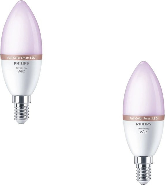 Philips Smart-LED-Leuchtmittel E14 Kerzenform RGB 2er Set, dimmbar, Multicolor und Weiß, WiFi-fähig - Bild 1