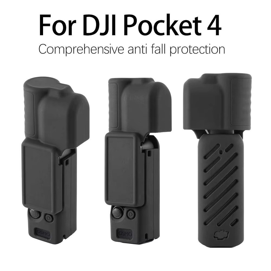 DJI Pocket 4 Silikon-Schutzhülle mit Schnellverschluss-Clip und Adapterrahmen in Schwarz - Bild 3