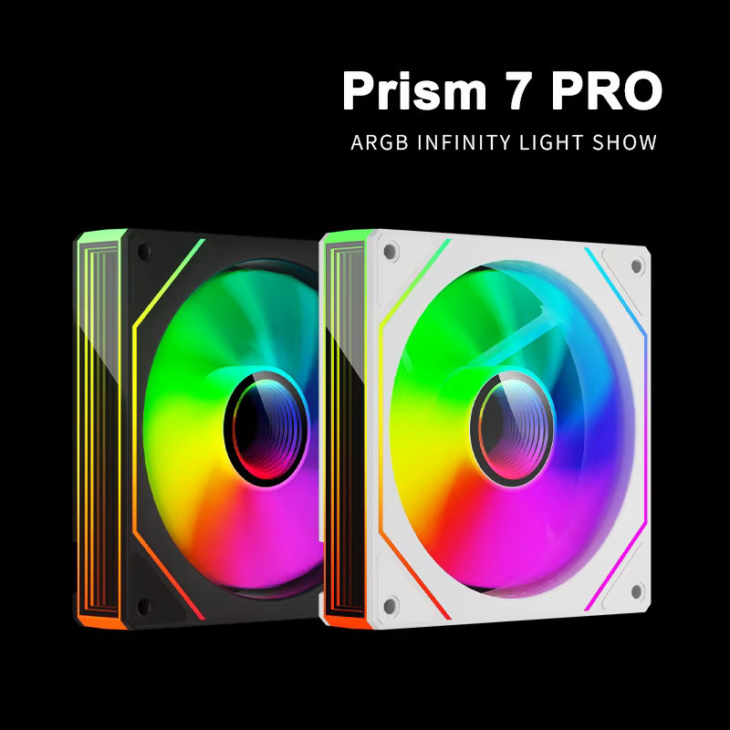 Power Train PRISM 7 Pro 120mm Gehäuselüfter ARGB/PWM H-Line mit Unendliches Spiegeldesign in Schwarz - Bild 3