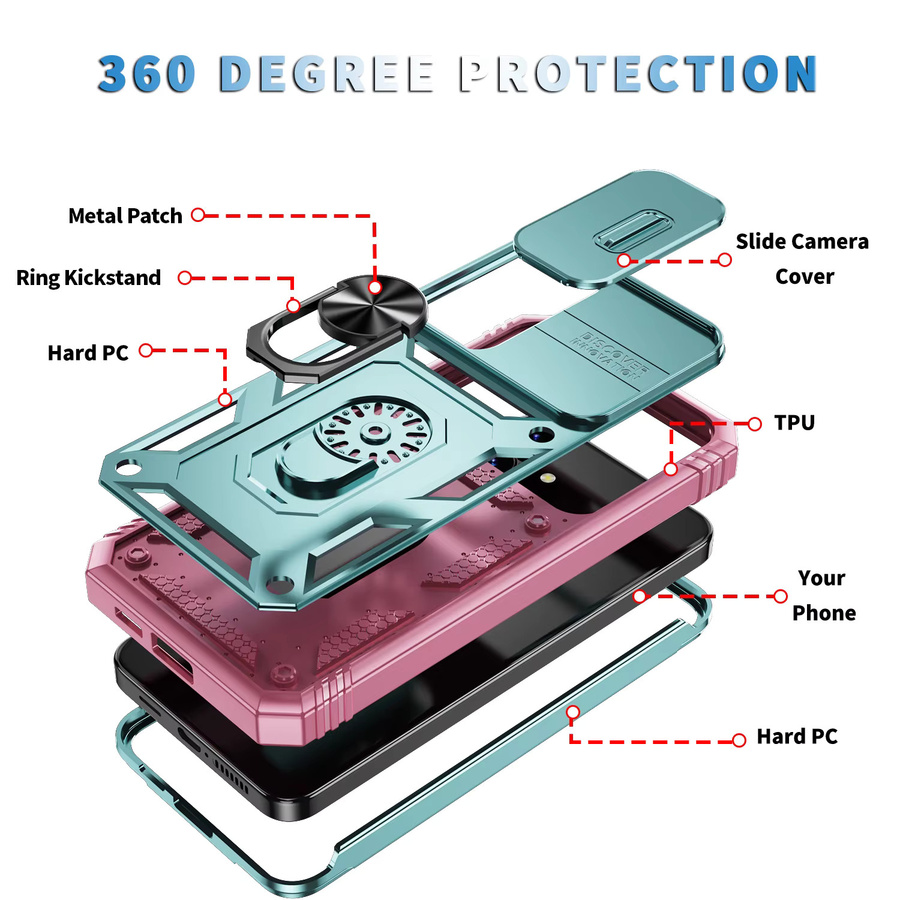 Samsung Anti-Klopf-Hartschalen-Rüstungshülle für Galaxy S25 Ultra S24 Plus S23FE S24FE S25 Edge S23 Cover in Pink und Grün - Bild 6