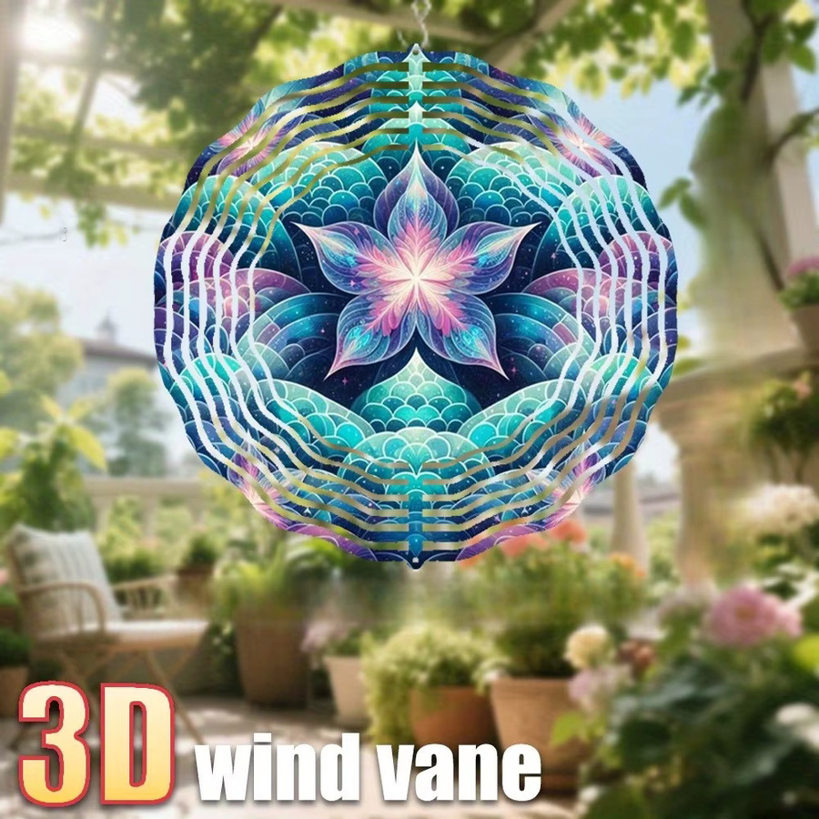 CIFBUY Garten-Windspinner Mandala aus Metall in Bunt, Hängendes Ornament für den Außenbereich, Durchmesser: 25,4 cm - Bild 2