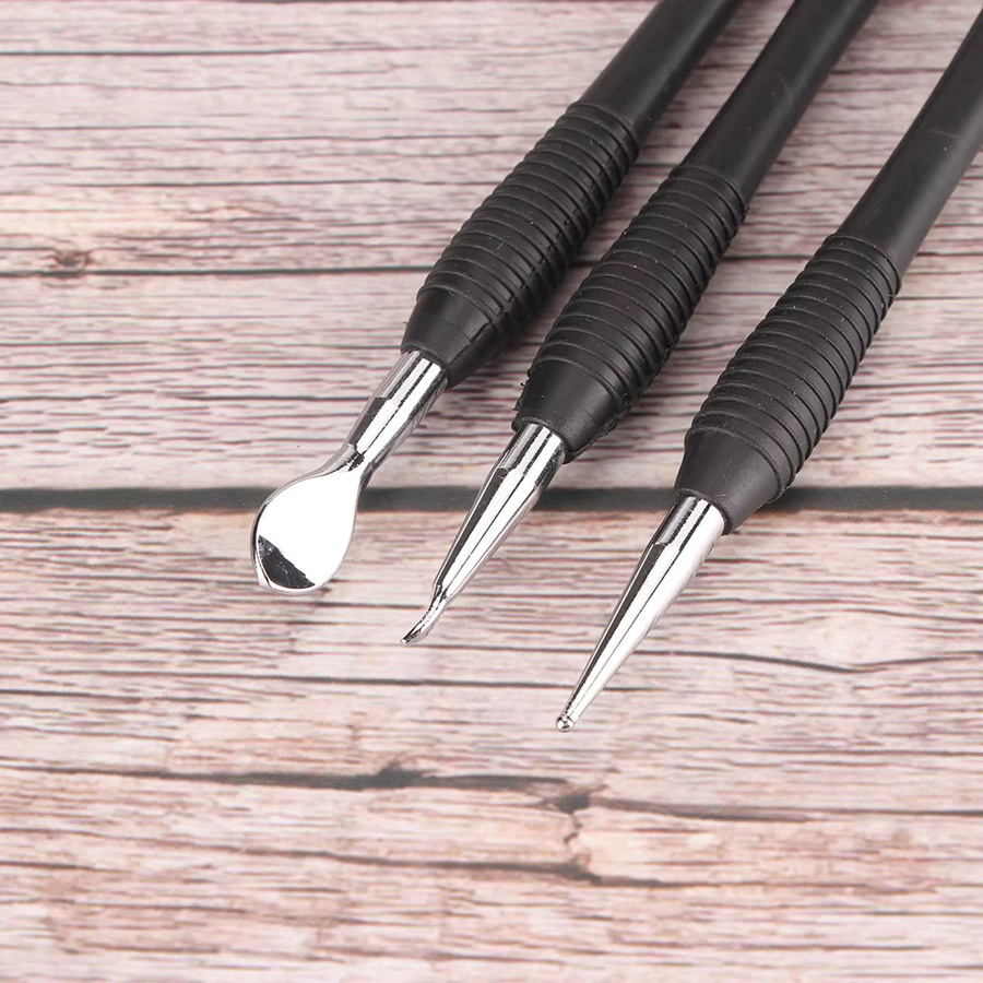QJH 3-teiliges Lederhandwerks-Modellierwerkzeug Set mit Nutenwerkzeugen und Prägungslöffel für DIY Lederarbeiten - Bild 3