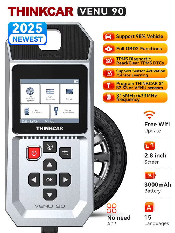 THINKCAR VENU 90 TPMS WIFI Programmier- und Diagnosegerät zur Aktivierung von Reifendrucksensoren für 315 MHz und 433 MHz mit DTC-Diagnose - Bild 7