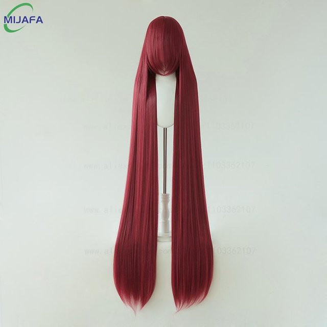 Mengqiu Cosplay Perücke mit Pony, dunkelrot, 150 cm, Damen - Bild 1