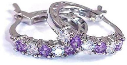 Ohrringe 925 Silber, Rubin, violett, Damen - Bild 1