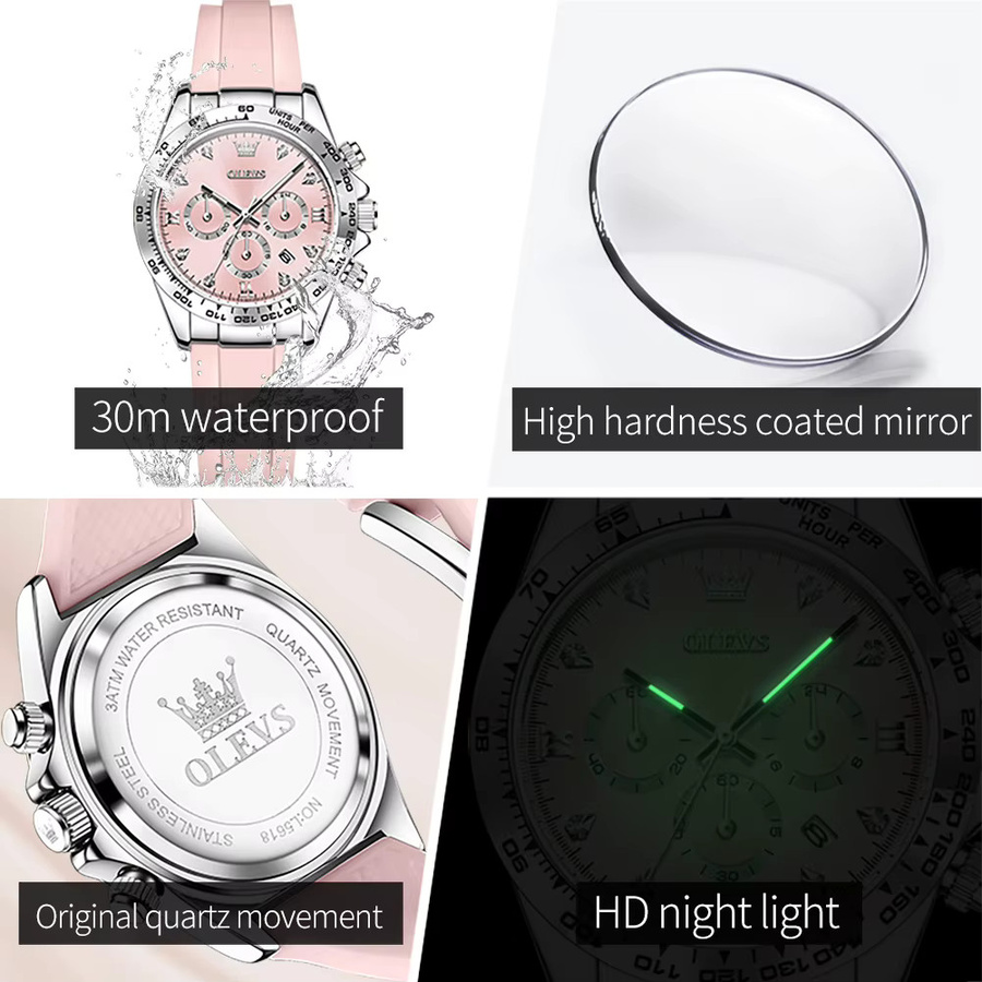 OLEVS Chronograph, Quarzuhr, Silikonarmband, Damen - Bild 3