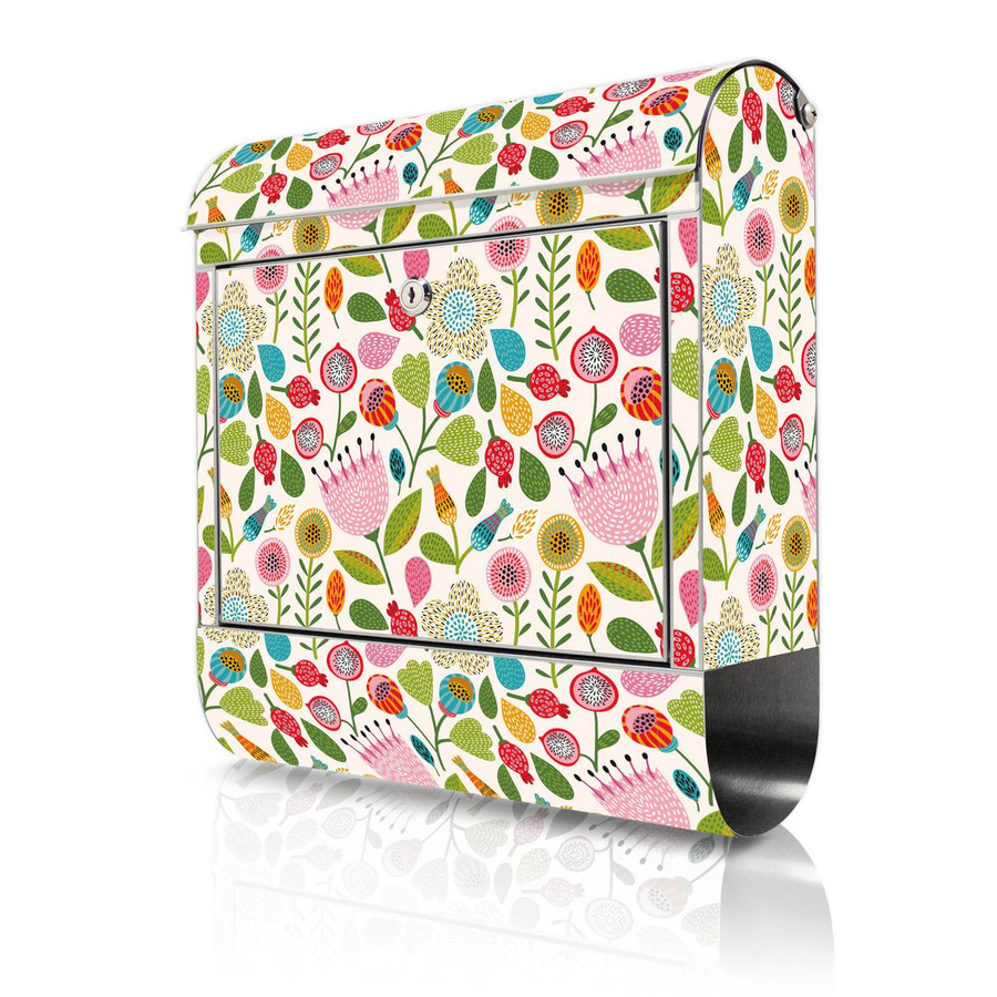 banjado Edelstahl Briefkasten mit Zeitungsfach, personalisiert mit Motiv Rosa Kelch, Farbe Pink/Mehrfarbig, B/T/H: 38 x 12,5 x 43 cm - Bild 1