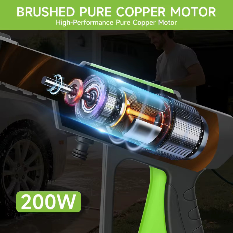 HIPPCRON Tragbare elektrische Autowaschpistole in Schwarz, bürstenlose Reinigungsvorrichtung für Auto, Haus und Garten, ohne Batterie - Bild 2