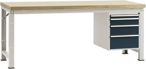 Manuflex Werkbank WP5624.7016 in Anthrazit mit Stahlgestell und Holzplatte, B/T/H: 200 x 80 x 70 cm - Bild 1