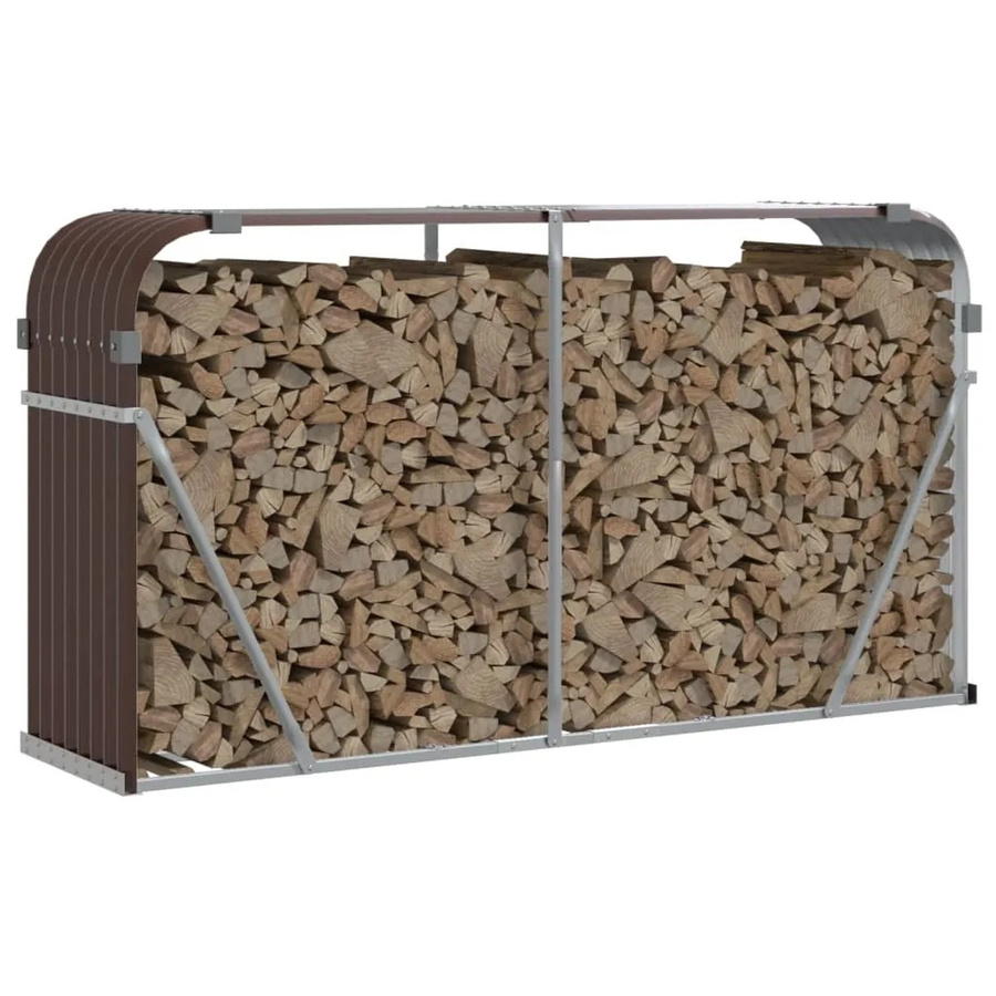 vidaXL Kaminholzunterstand aus verzinktem Stahl in Braun B/T/H: 180 x 45 x 100 cm - Bild 2
