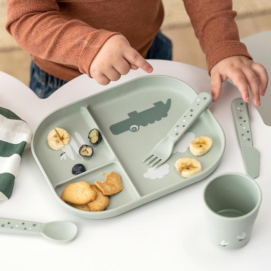 Done By Deer Menüteller Foodie für Kinder aus Melamin in Grün - Bild 3