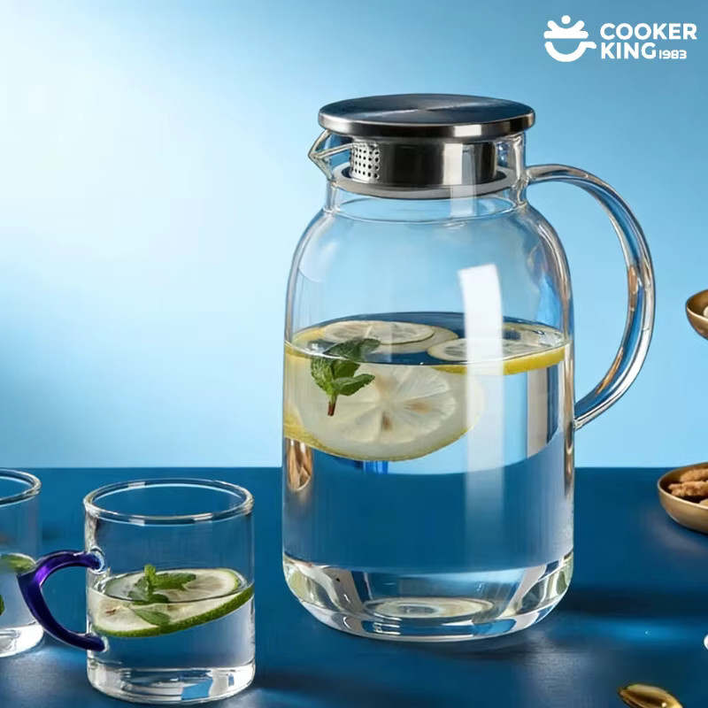 Cooker King Glas-Wasserflasche aus Borosilikatglas, transparent, 1,8 l oder 2,5 l - Bild 2