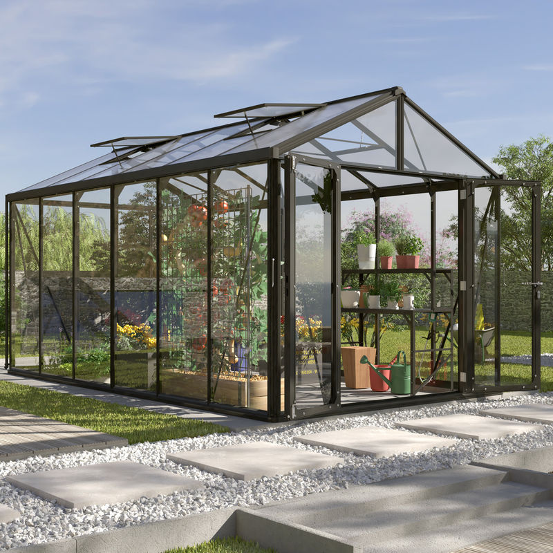 Vitavia Gewächshaus Zeus Comfort 11900 Schwarz mit 11,9 m² Fläche, Aluminiumrahmen und Sicherheitsglas - Bild 4