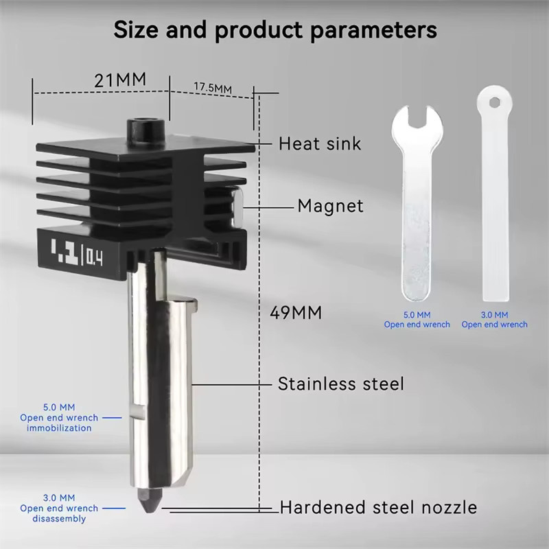 Bambu Lab Hotend Kit mit gehärteten Stahl-Düsen für P2S in 0,2 mm, 0,4 mm, 0,6 mm und 0,8 mm - Bild 2