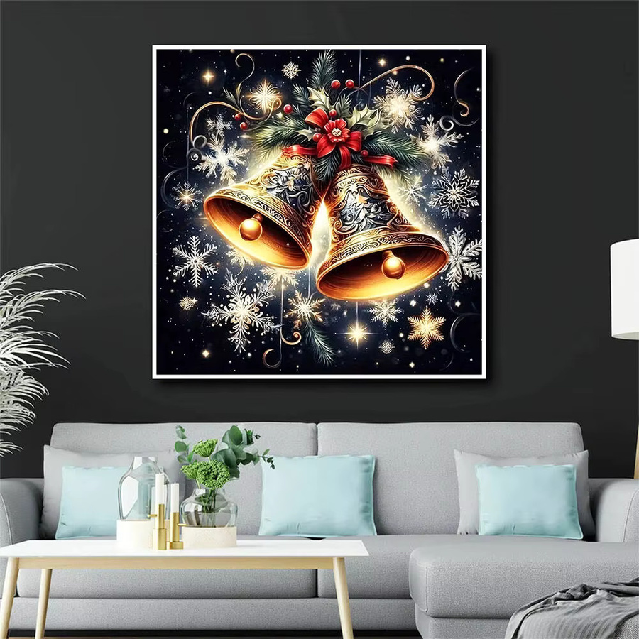 Evershine Diamant-Stickerei Set Weihnachtsglocke Landschaft mit Diamant-Mosaik Wandkunst B/H: 20 x 20 cm - Bild 3