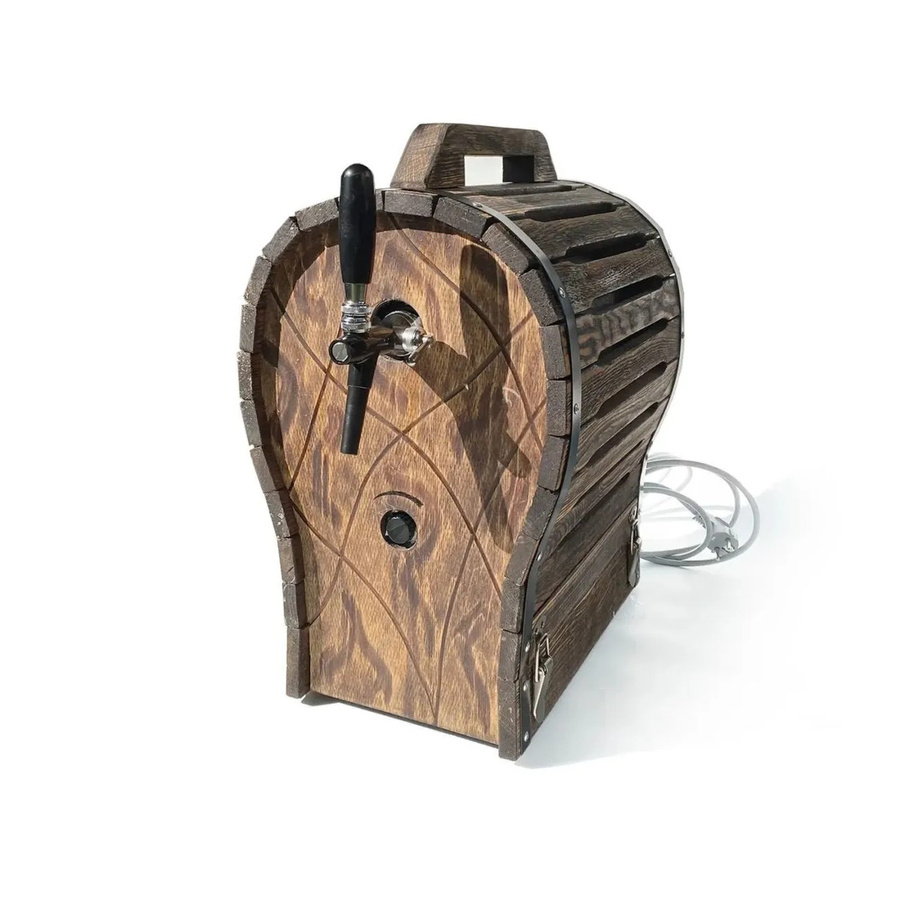 Ich-Zapfe Zapfanlage Jet 30 Bierkühler in Holzfass-Optik Braun aus Edelstahl und Holz - Bild 2
