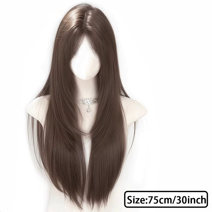 allaosify Synthetische Perücke für Damen, lange, glatte Haare - Bild 3