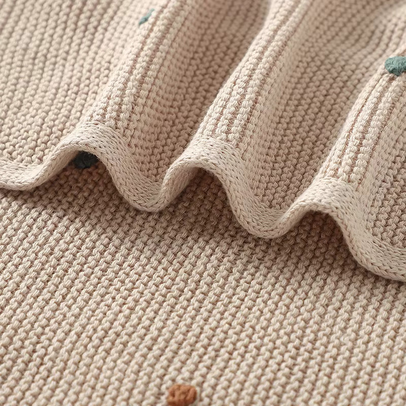 Mimixiong Babydecke aus Baumwoll-Musselin in Beige, gestricktes Wickeltuch für Neugeborene und Kleinkinder, B/B/H: 90 x 70 x 1 cm - Bild 2