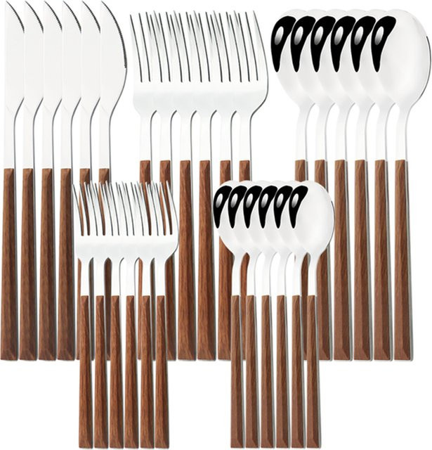 Besteckset Western von Uniturcky aus Edelstahl mit Holzimitat-Griff in Braun und Silber - Bild 1