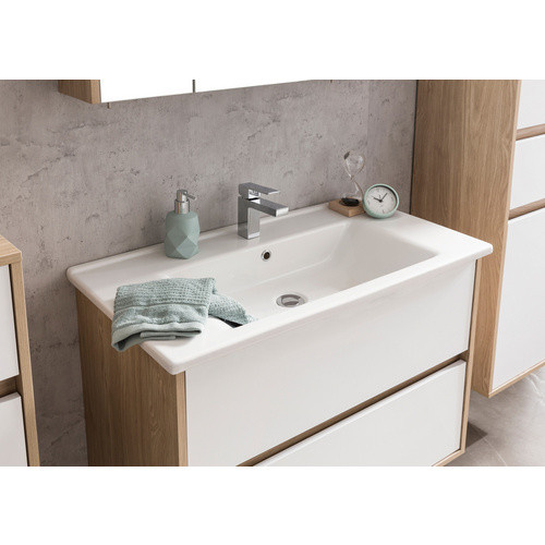 Schildmeyer Waschtisch Mali in Mattweiß Eiche, Wandmontage, B: 85 cm, H: 61 cm - Bild 2