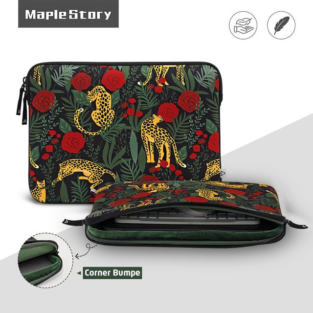 ValueWin Laptop-Hülle mit Leoparden-Rosen-Print in Schwarz und Multicolour, stoßfeste Notebook-Tasche für 13, 13,6, 15 und 15,6 Zoll, passend für MacBook, Dell, HP und Lenovo - Bild 1