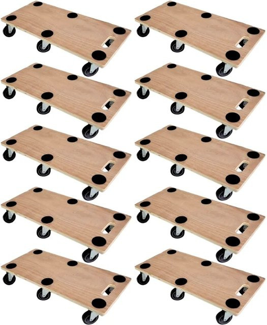 PROREGAL 10er Set Profi Transportroller aus Sperrholz in Braun, H x B x T: 11 x 30 x 68 cm, Traglast 300 kg - Bild 1