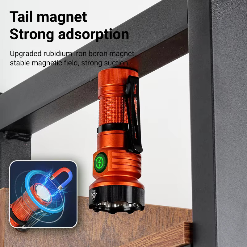 Alonefire Mini LED Taschenlampe mit 7 Farben und Magnet, USB aufladbar, Multicolor - Bild 5